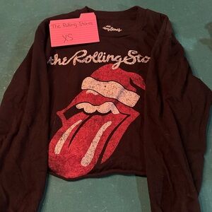 The Rolling Stones Black and Red Long Sleeve Crop Long Sleeve